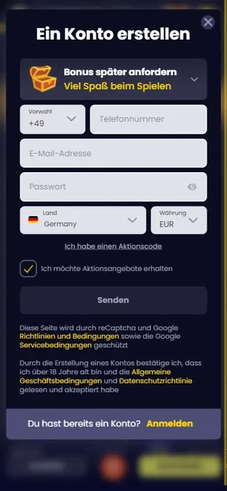 Anmeldung in der Big Bass Bonanza App auf Android und iOS